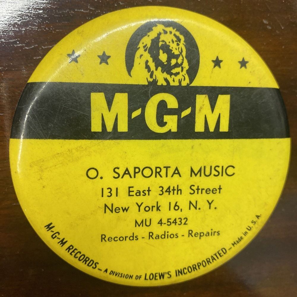 Vtg MGM O Saporta Music E.34th St New York NY Advertising Celluloid Record Brush
